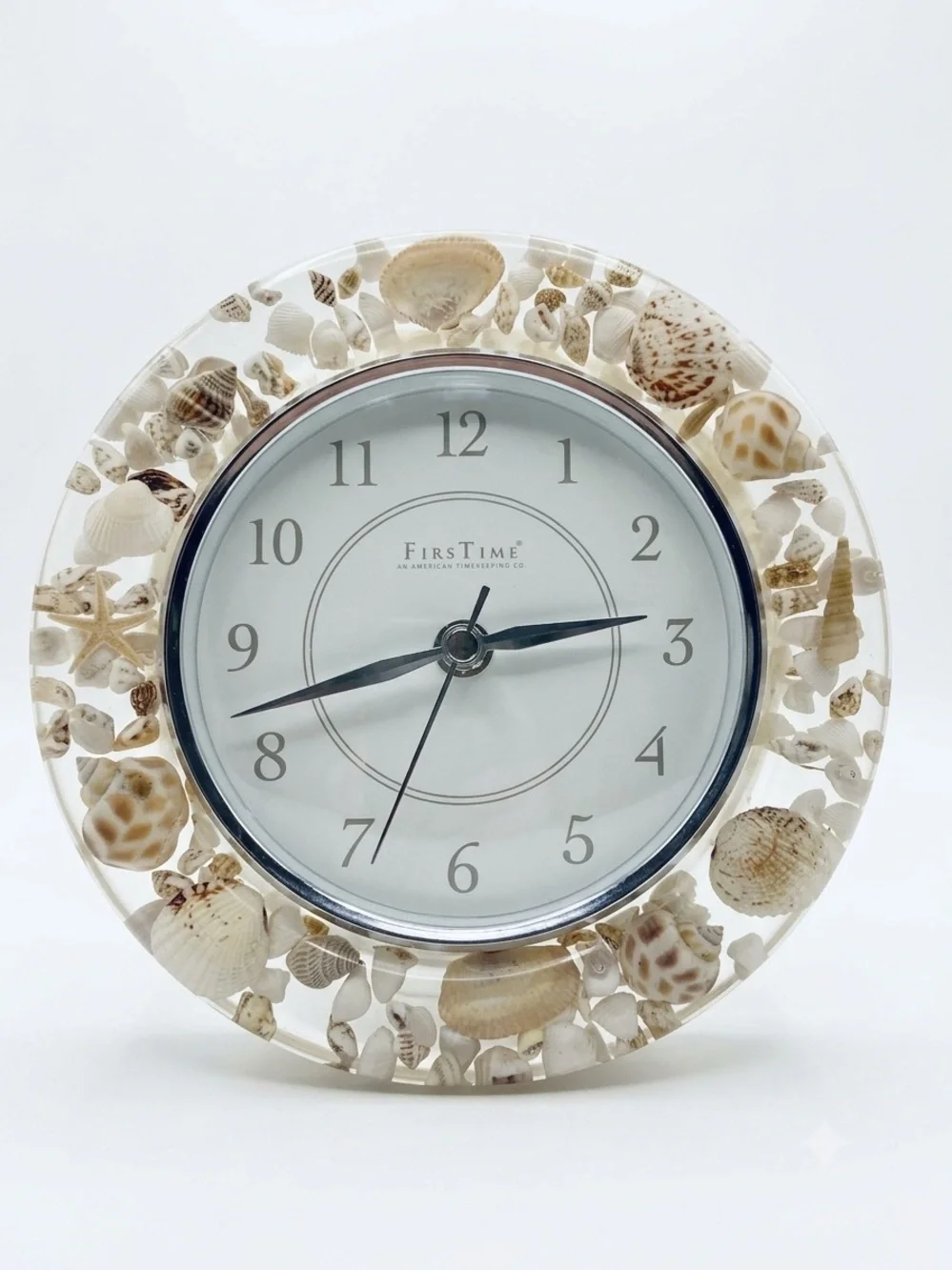 FirsTime Seashell Coastal Accent Wall Clock in Cream